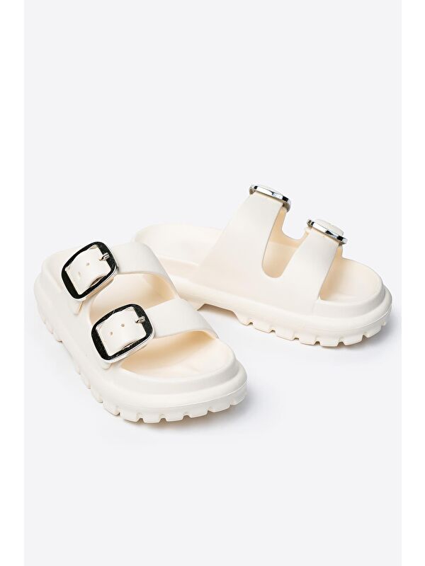 Çift Tokalı Kadın Eva Kalın Taban Terlik - Görsel 2