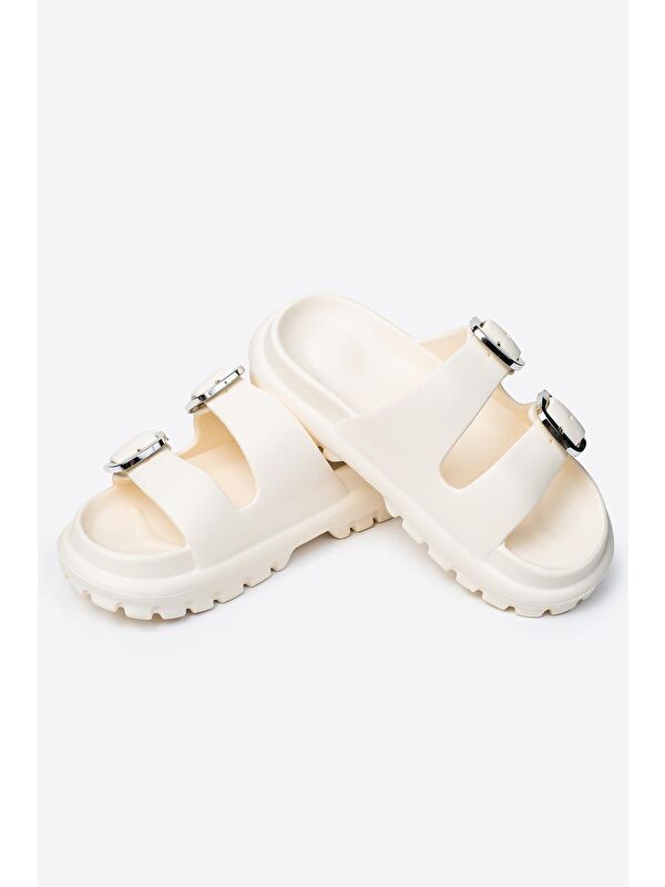 Çift Tokalı Kadın Eva Kalın Taban Terlik - Görsel 5