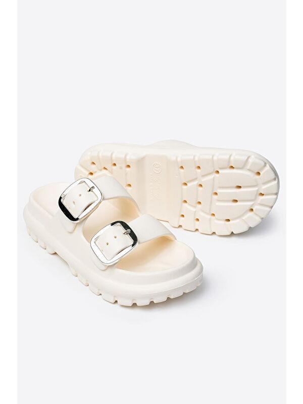 Çift Tokalı Kadın Eva Kalın Taban Terlik - Görsel 6