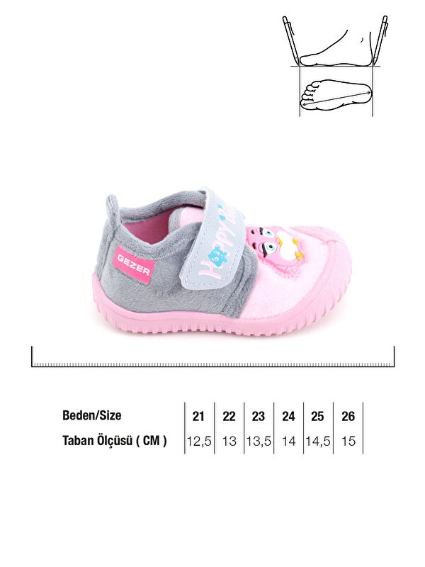 Kışlık Cırtlı Ayarlanabilir Rahat Taban Happy Birds Bebe Kız Panduf Ayakkabı - Görsel 3