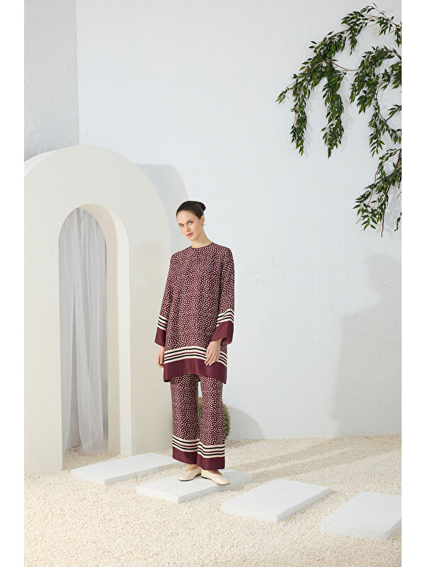 AKER Bordo Desenli Tunik