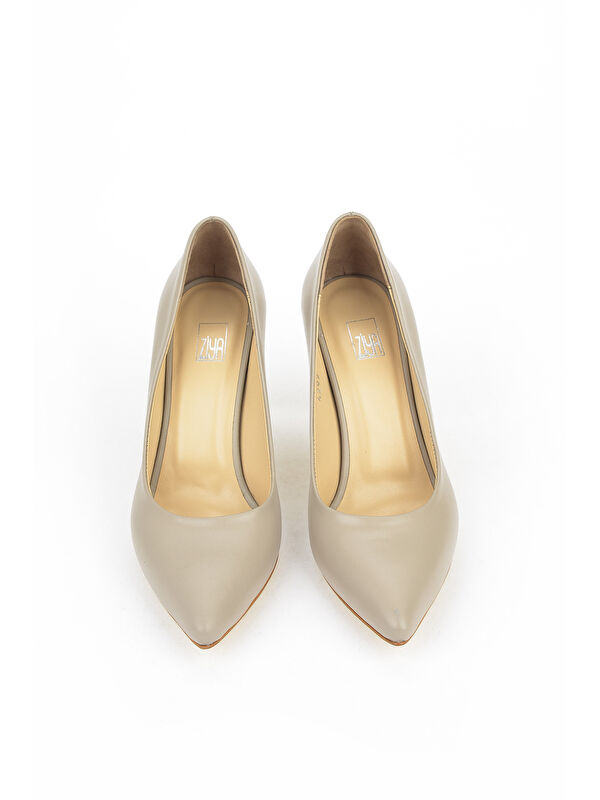 Kadın Hakiki Deri Topuklu Ayakkabı 1511030Z4292 Taş - Görsel 5