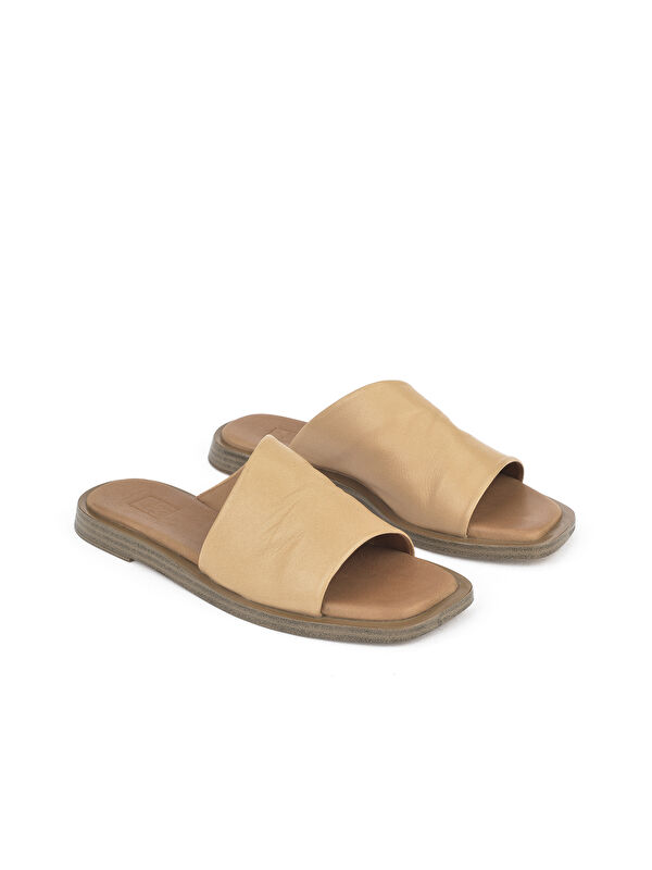 Hakiki Deri Kadın Terlik 1511033ZFATOU Nude - Görsel 3