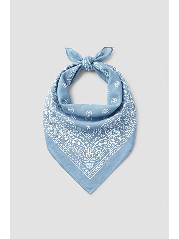Abluka Online Unisex Etnik Desenli Bandana Açık Mavi