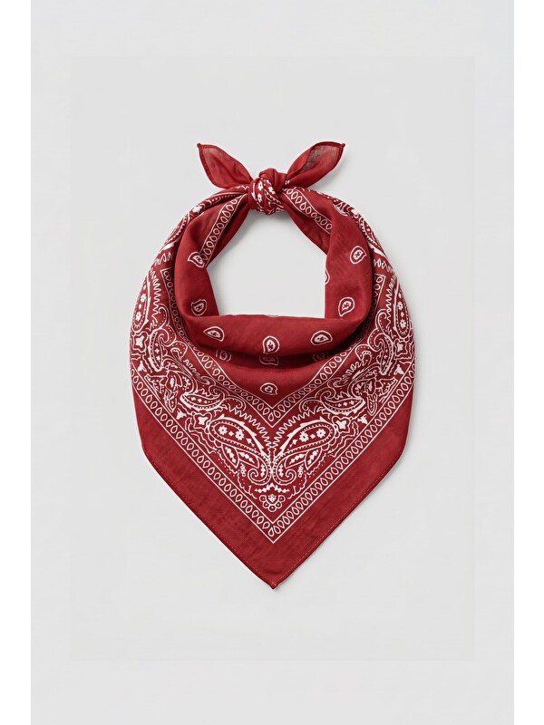 Abluka Online Unisex Etnik Desenli Bandana Kırmızı