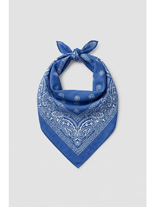 Abluka Online Unisex Etnik Desenli Bandana Mavi