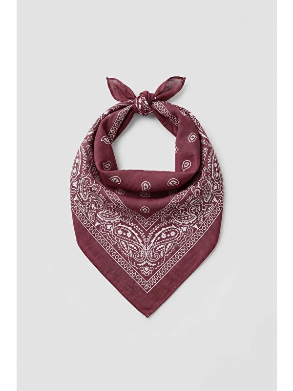 Abluka Online Unisex Etnik Desenli Bandana Bordo