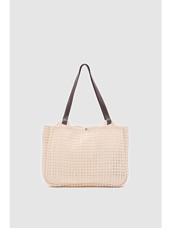 Shulebags Fabri Big Size Makrome Omuz Çantası Krem