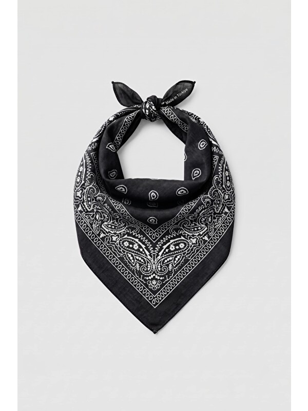 Abluka Online Unisex Etnik Desenli Bandana Siyah