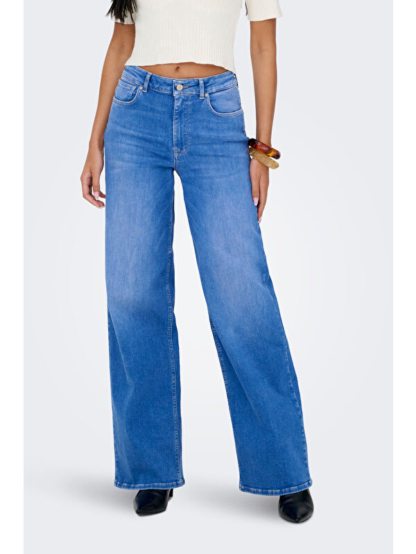 Only Onlmadison Pamuklu Relaxed Fit Yüksek Bel Geniş Paça Jeans 15363267