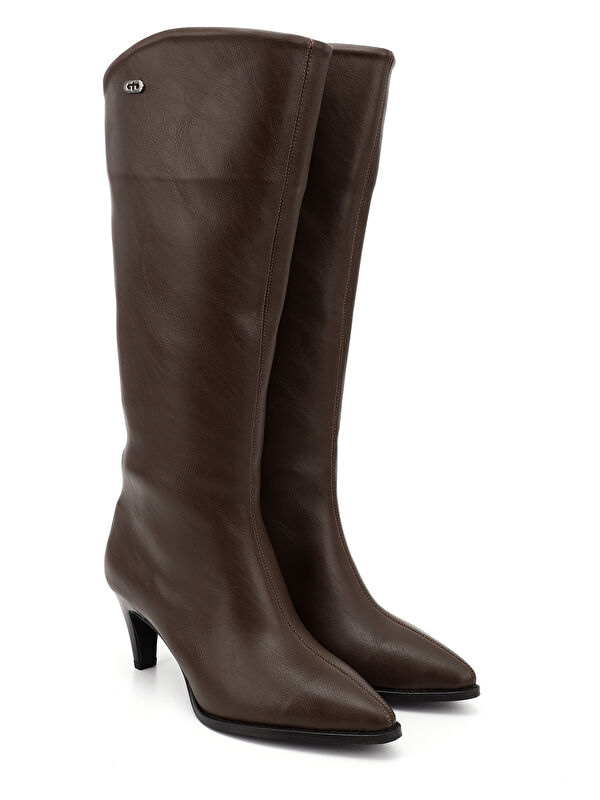 Kadın ÇİKOLATA KAHVE Sivri Burun İnce Topuklu Çizme - Görsel 3