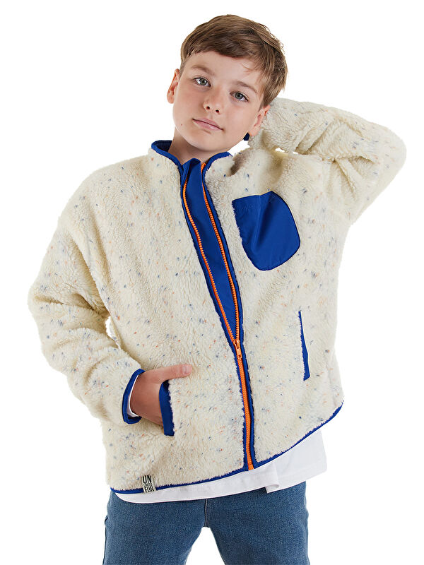 Denokids Beyaz Pelüş Mont