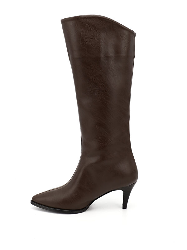 Kadın ÇİKOLATA KAHVE Sivri Burun İnce Topuklu Çizme - Görsel 4