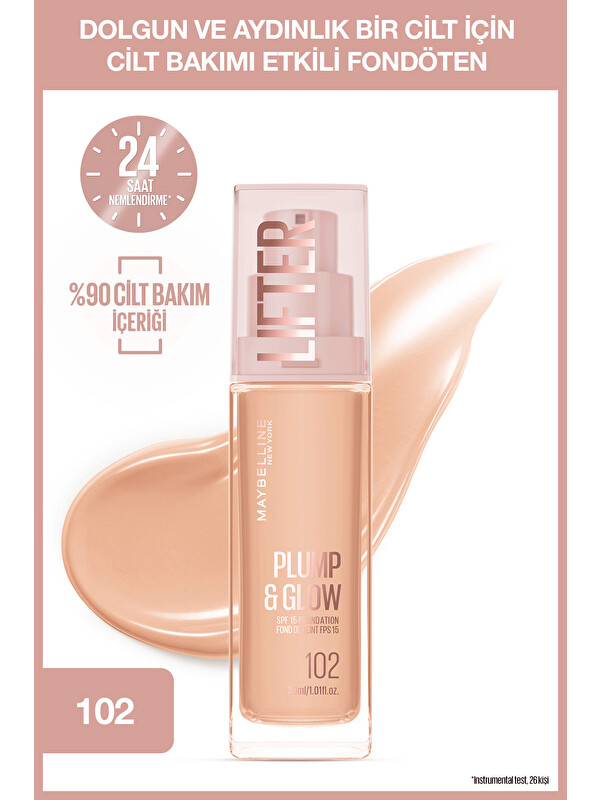 Maybelline New York Lifter Niasinamid ve Hyalüronik Asit İçeren Aydınlatan Fondöten - 102