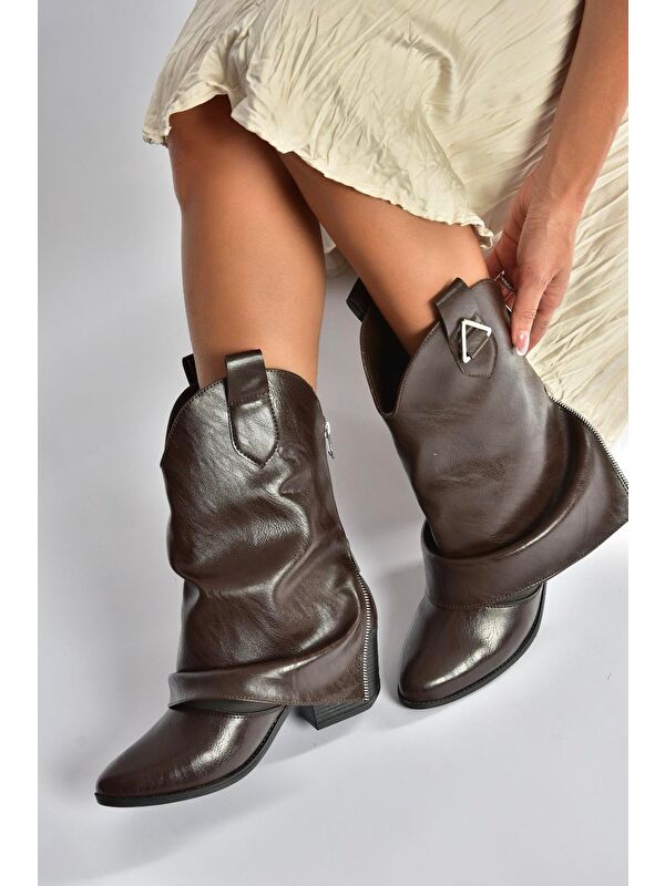 Kahverengi Kadın Bot V973601009 - Görsel 3