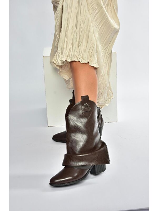 Kahverengi Kadın Bot V973601009 - Görsel 4