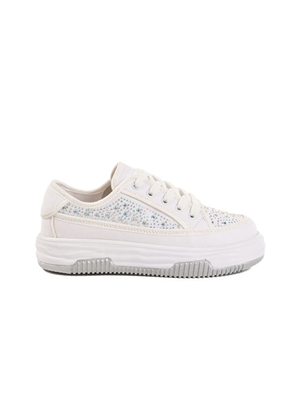Beyaz Taşlı Bağcıklı Kadın Spor Ayakkabı Lady 526 Z - Görsel 2