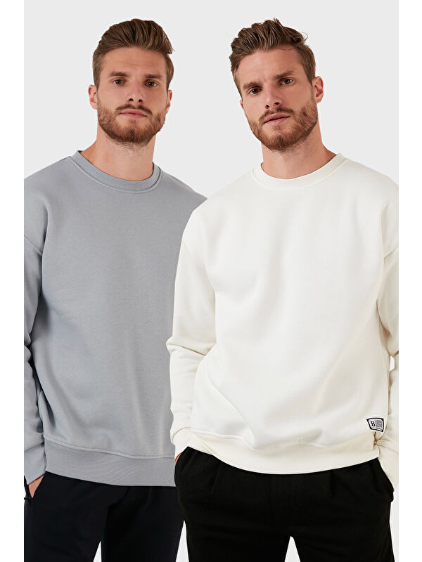 Buratti Regular Fit Bisiklet Yaka Şardonlu 2'li Paket Sweat 5905255S2