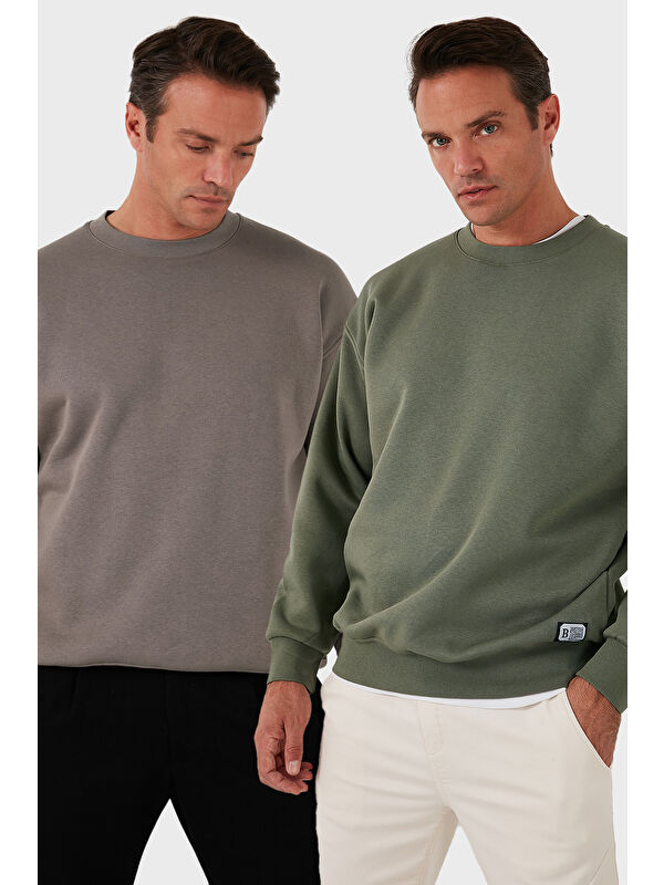 Buratti Regular Fit Bisiklet Yaka Şardonlu 2'li Paket Sweat 5905255S2