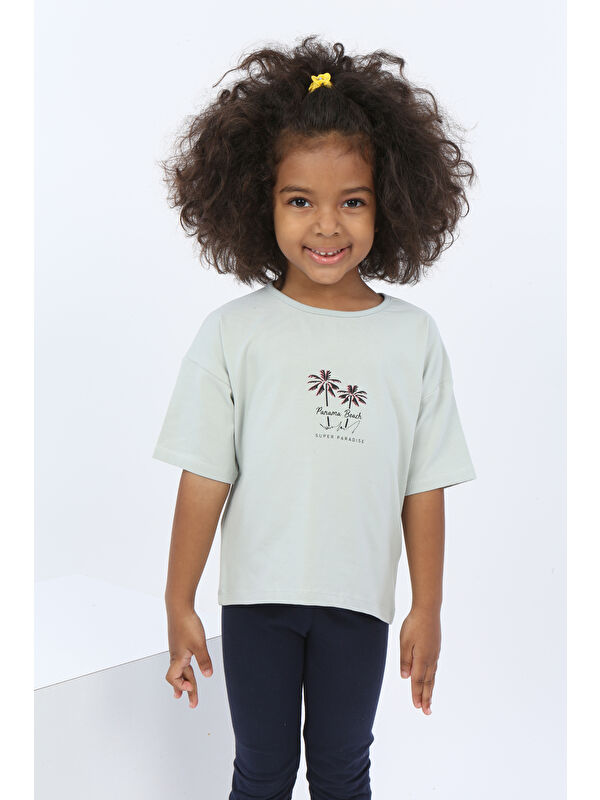 Toontoykids Kız Çocuk Panama Beach Baskılı Tişört
