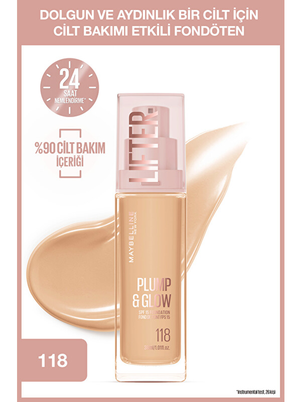 Maybelline New York Lifter Niasinamid ve Hyalüronik Asit İçeren Aydınlatan Fondöten - 118