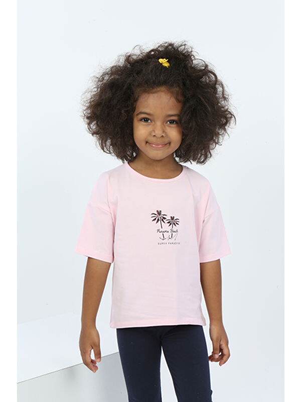 Toontoykids Kız Çocuk Panama Beach Baskılı Tişört