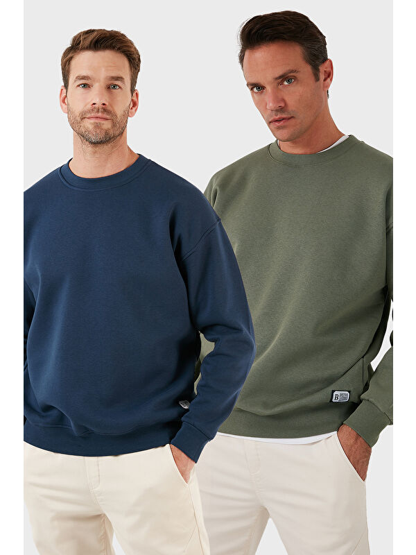 Buratti Regular Fit Bisiklet Yaka Şardonlu 2'li Paket Sweat 5905255S2