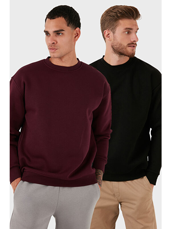 Buratti Regular Fit Bisiklet Yaka Şardonlu 2'li Paket Sweat 5905255S2