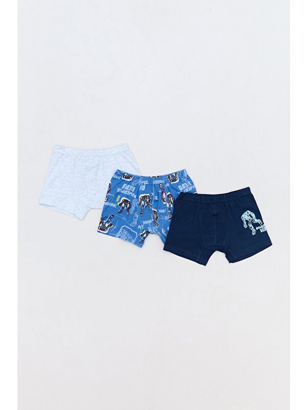 Fullamoda Dinozor Baskılı Erkek Çocuk 3 Lü Boxer