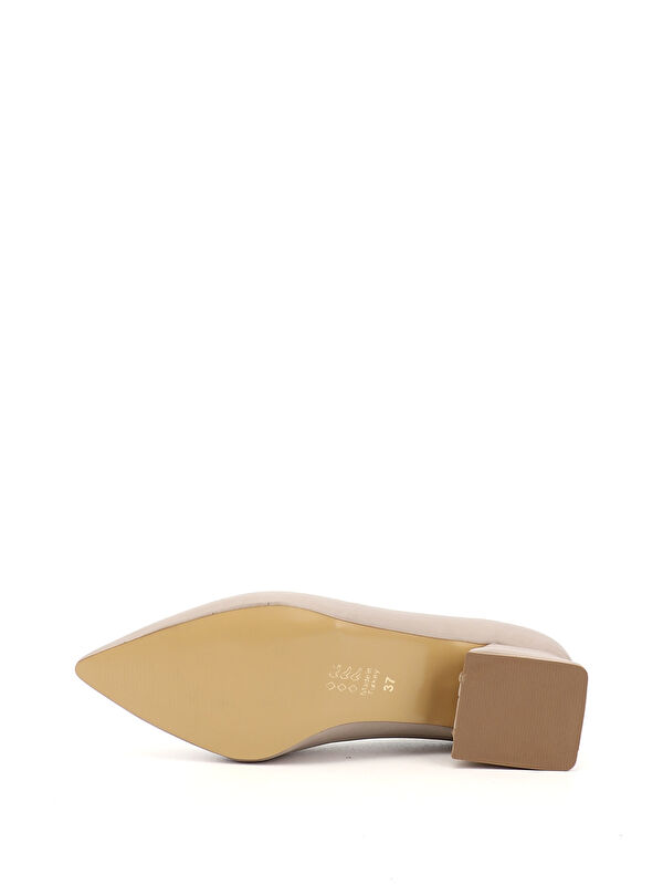 Kadın TEN Sivri Burun Kısa Kalın Topuklu Ayakkabı - Görsel 5