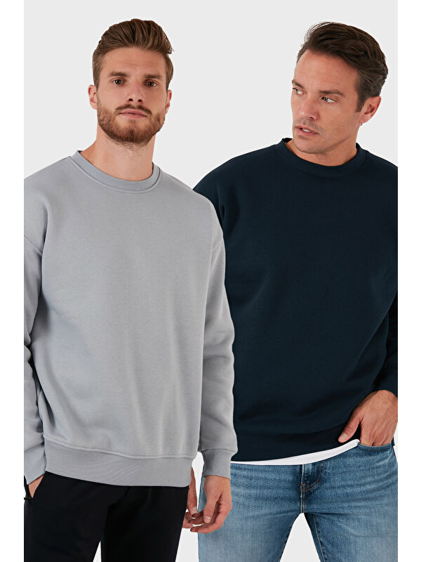 Buratti Regular Fit Bisiklet Yaka Şardonlu 2'li Paket Sweat 5905255S2