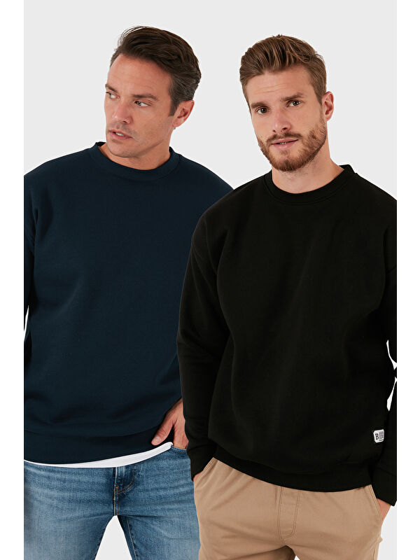 Buratti Regular Fit Bisiklet Yaka Şardonlu 2'li Paket Sweat 5905255S2