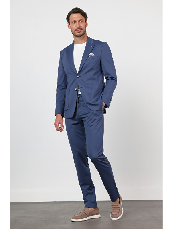 İMZA Kendinden Desenli Mono Yaka 6 Drop Slim Fit Takım Elbise 1001260165