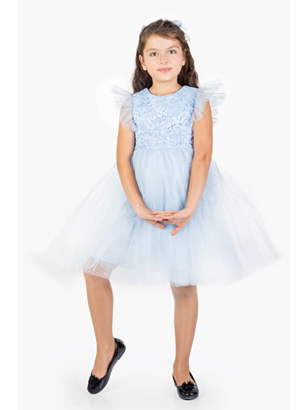 Mnk Baby & Kids Roza Dantel Tütü Kız Çocuk Abiye Elbise MNK0546