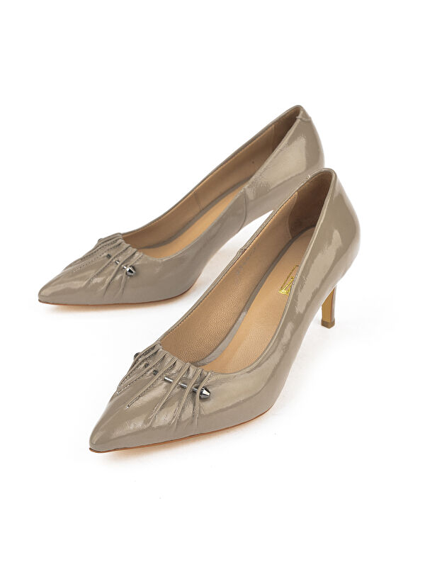 Kadın Hakiki Deri Topuklu Ayakkabı 1511030Z2544 Kum - Görsel 5