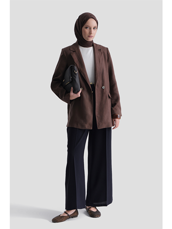 ARMİNE Lastikli Pileli Pantolon Lacivert