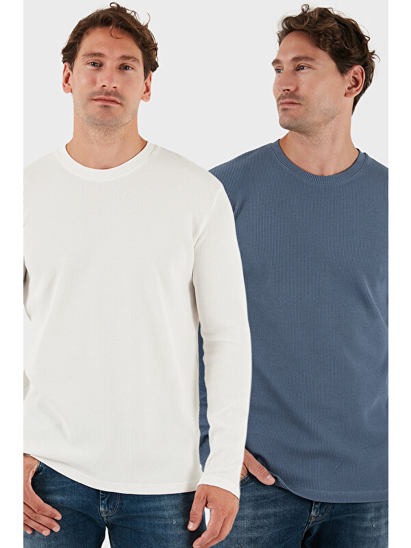 Buratti Pamuklu Bisiklet Yaka Slim Fit Basic 2'li Paket Sweat 5905073S2
