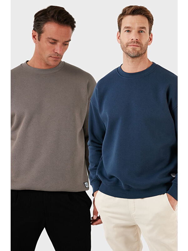 Buratti Regular Fit Bisiklet Yaka Şardonlu 2'li Paket Sweat 5905255S2