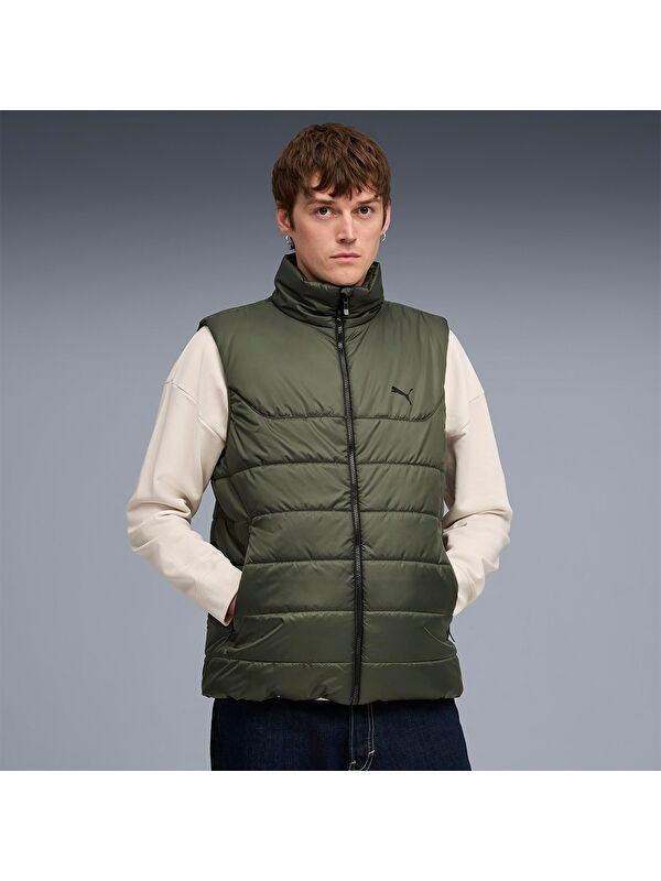 Puma Essentials Padded Erkek Haki Dik Yaka Yelek
