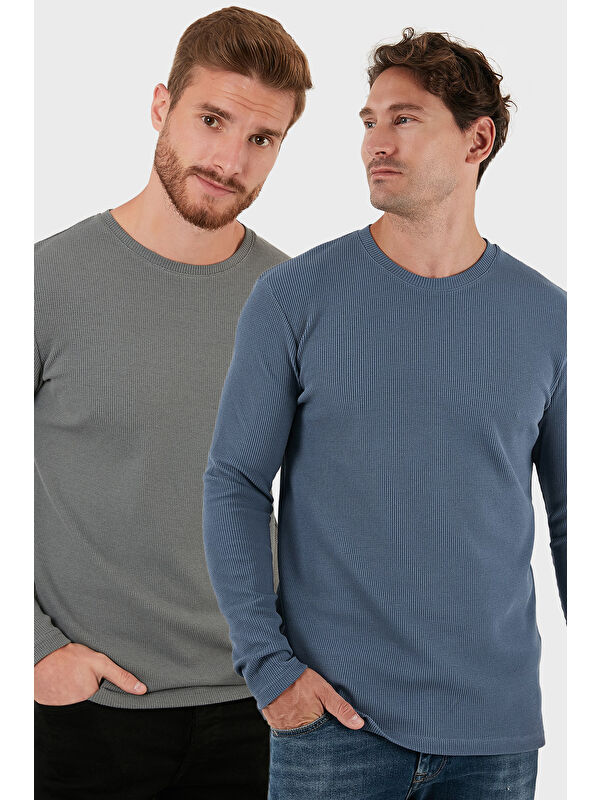 Buratti Pamuklu Bisiklet Yaka Slim Fit Basic 2'li Paket Sweat 5905073S2