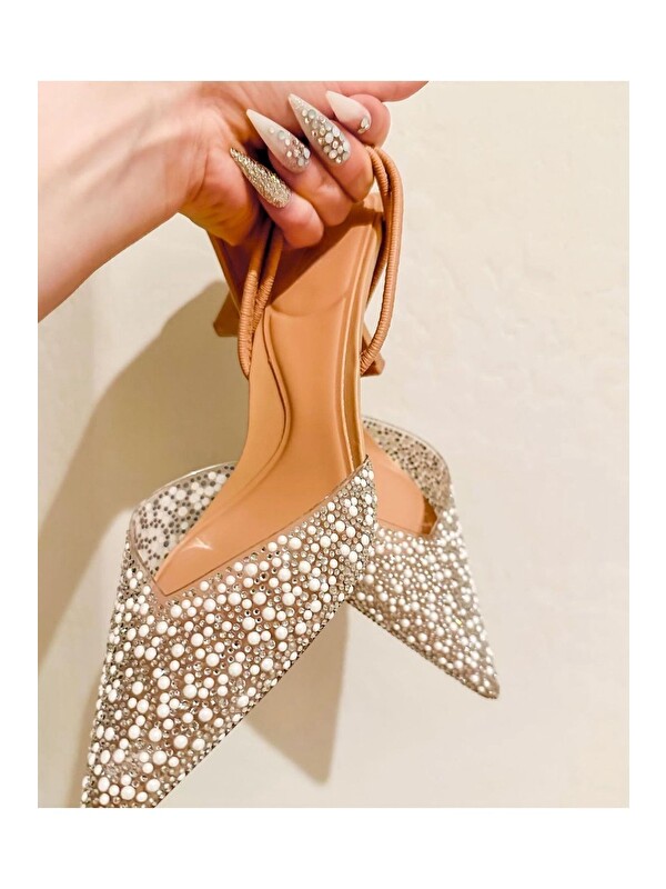 DUXAL SHOES Gale İnci Detay Arkası Açık Topuklu Ayakkabı