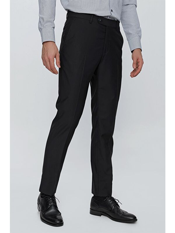 İMZA Siyah Esnek Yandan Cepli Slim Fit Classic Erkek Pantolon 1003240013