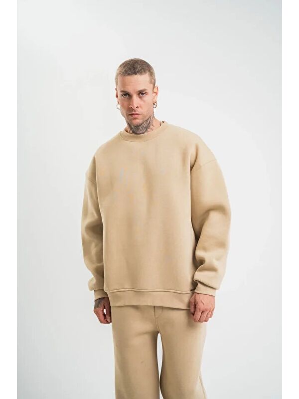 Jane's Uzun Kol Bisiklet Yaka Basic SweatShirt - Bej