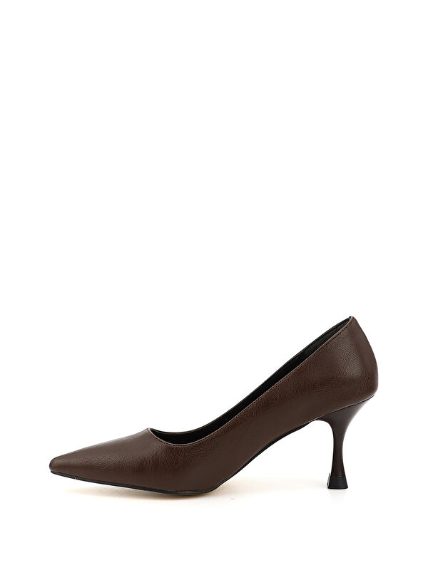 Kadın ÇİKOLATA KAHVE Sivri Burun Kadeh Ökçe Stiletto - Görsel 4