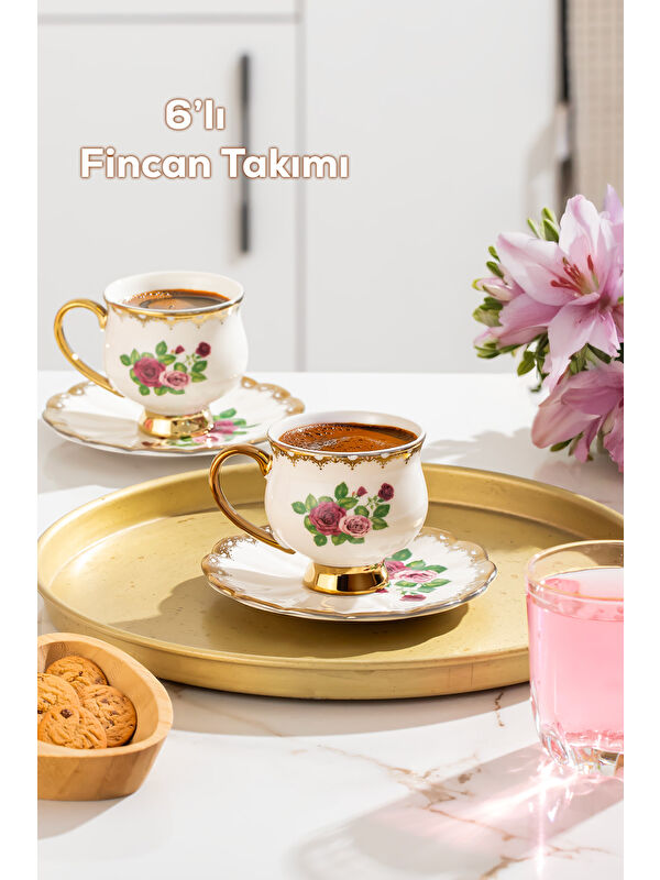 Porsima 3187 Majesty 12 Parça Yaldızlı Porselen Türk Kahve Fincan Takımı