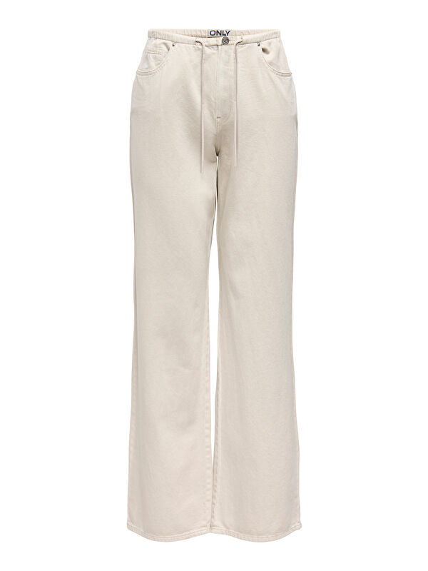 Only Onlsilla Pamuklu Regular Fit Yüksek Bel Geniş Paça Pantolon 15364334