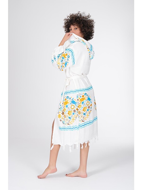 Varol Baskılı Bambu Peştemal Sabahlık Bornoz BLUEMARIN/XL