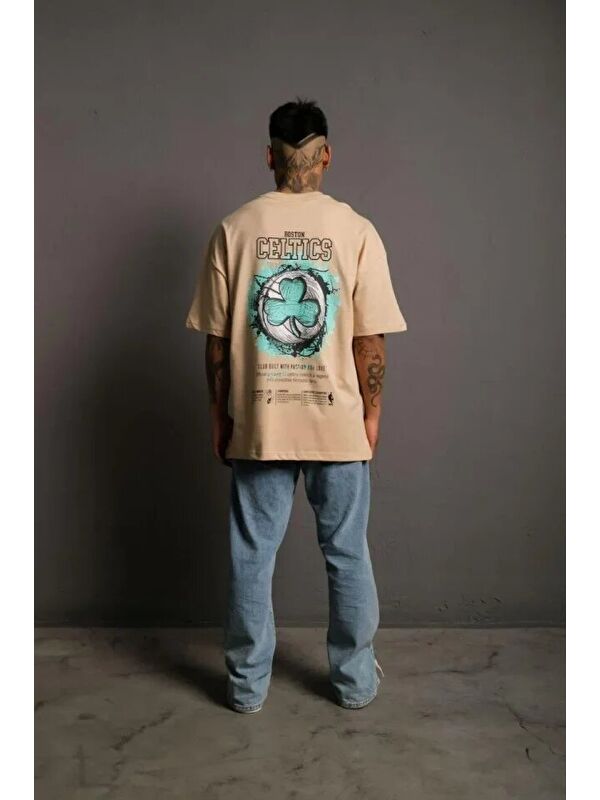 Jane's Erkek Sırt Baskılı T-shirt - Bej