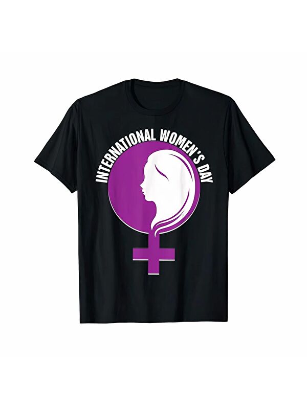 Jane's 8 Mart Dünya Kadınlar Günü İçin Özel Baskılı T-shirt - Siyah