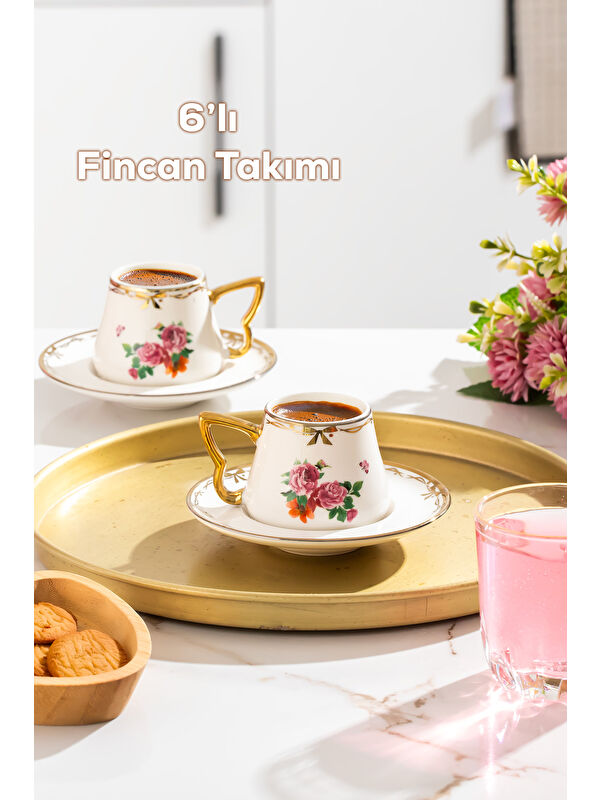 Porsima 3190 Grace 12 Parça Yaldızlı Porselen Türk Kahve Fincan Takımı